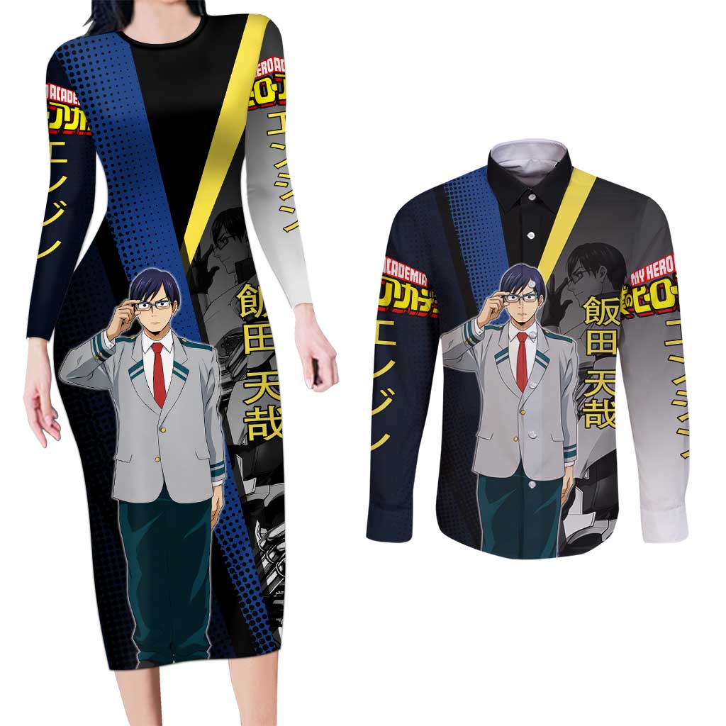 Tenya Iida Engine Hero Couples Matching Long Sleeve Bodycon Dress and Long Sleeve Button Shirt Japanese Comic Book Style
