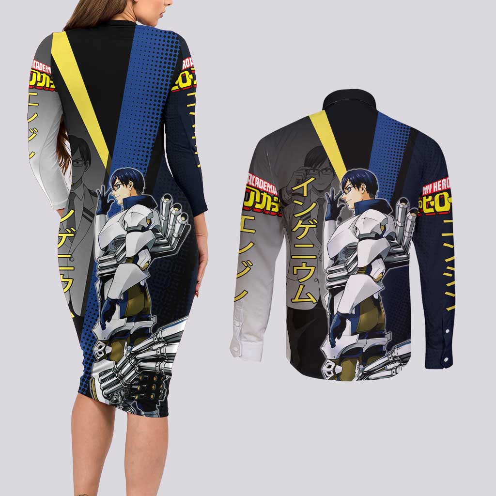 Tenya Iida Engine Hero Couples Matching Long Sleeve Bodycon Dress and Long Sleeve Button Shirt Japanese Comic Book Style
