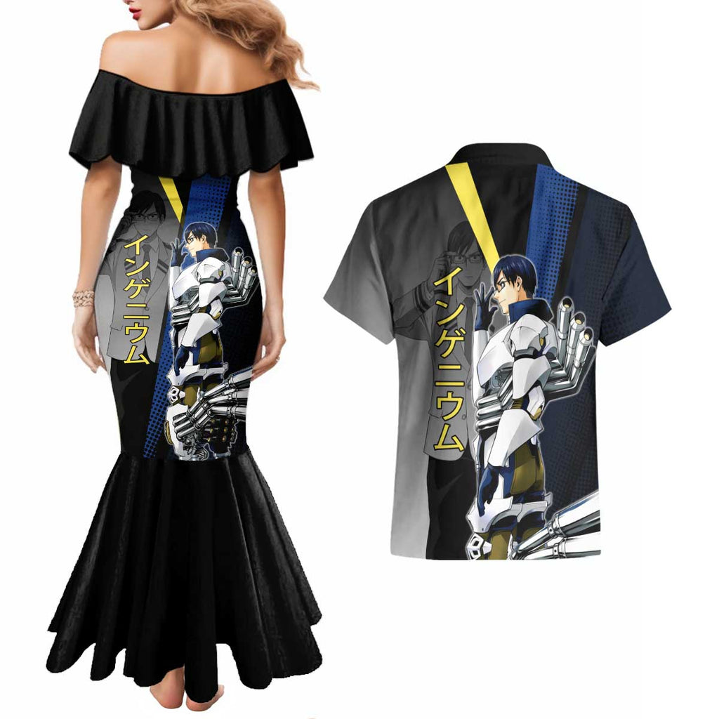 Tenya Iida Engine Hero Couples Matching Mermaid Dress and Hawaiian Shirt Japanese Comic Book Style