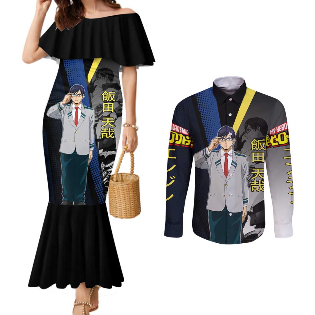 Tenya Iida Engine Hero Couples Matching Mermaid Dress and Long Sleeve Button Shirt Japanese Comic Book Style