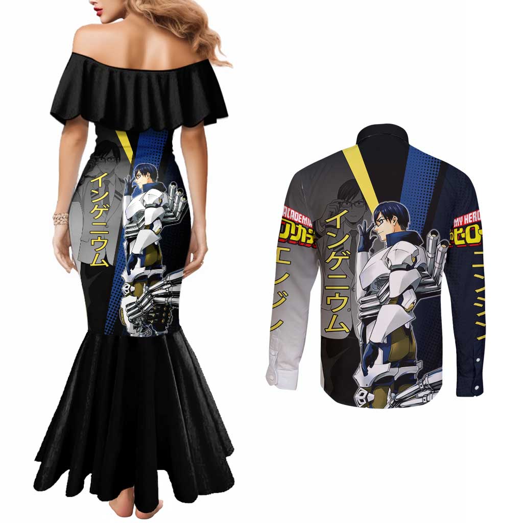 Tenya Iida Engine Hero Couples Matching Mermaid Dress and Long Sleeve Button Shirt Japanese Comic Book Style