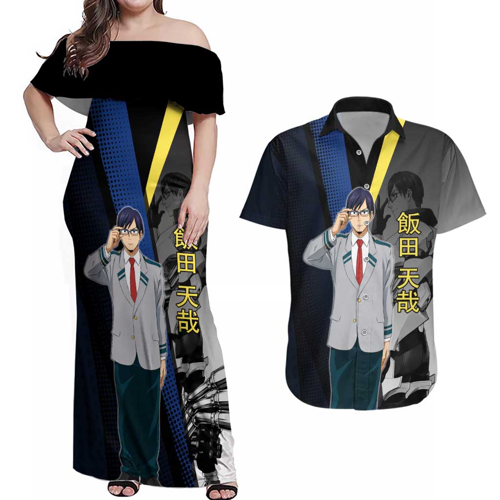 Tenya Iida Engine Hero Couples Matching Off Shoulder Maxi Dress and Hawaiian Shirt Japanese Comic Book Style