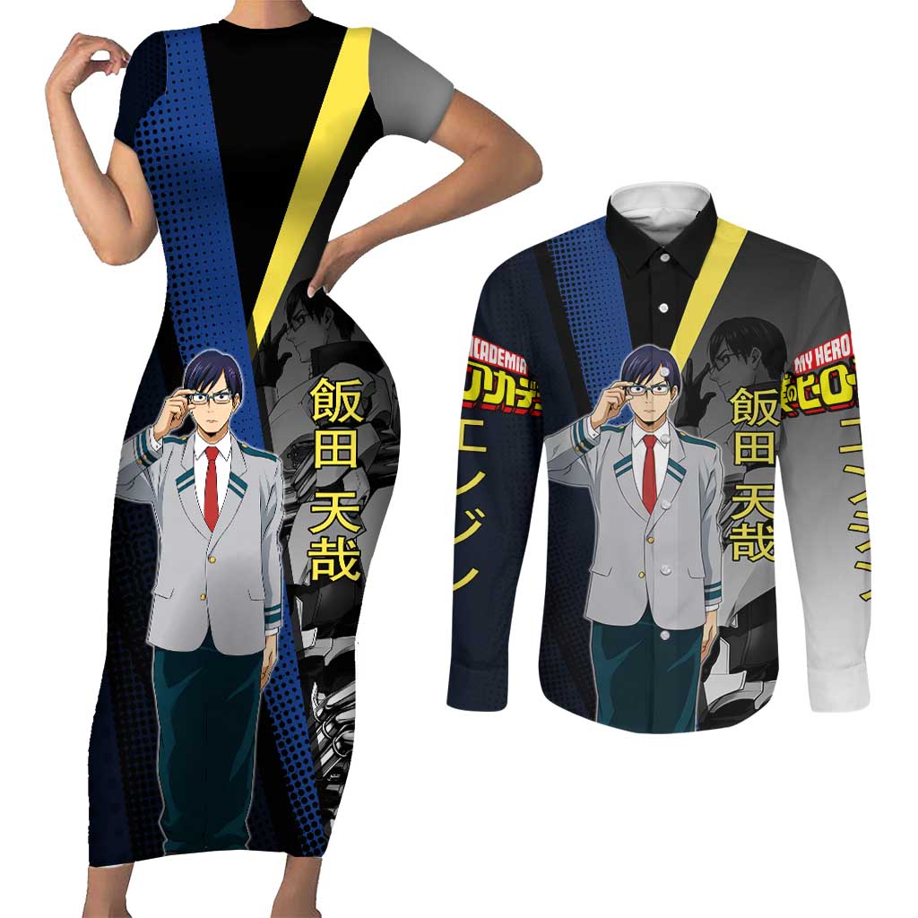 Tenya Iida Engine Hero Couples Matching Short Sleeve Bodycon Dress and Long Sleeve Button Shirt Japanese Comic Book Style