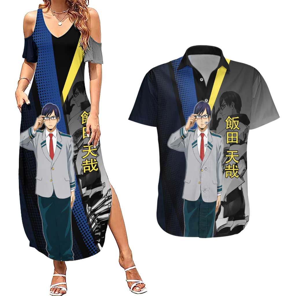 Tenya Iida Engine Hero Couples Matching Summer Maxi Dress and Hawaiian Shirt Japanese Comic Book Style