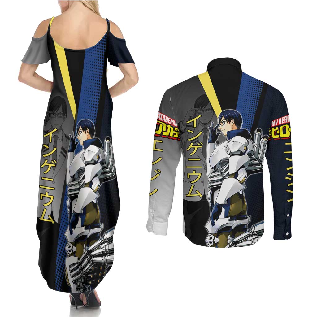 Tenya Iida Engine Hero Couples Matching Summer Maxi Dress and Long Sleeve Button Shirt Japanese Comic Book Style