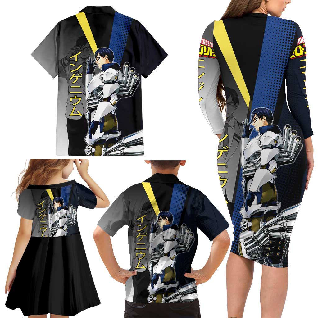 Tenya Iida Engine Hero Family Matching Long Sleeve Bodycon Dress and Hawaiian Shirt Japanese Comic Book Style