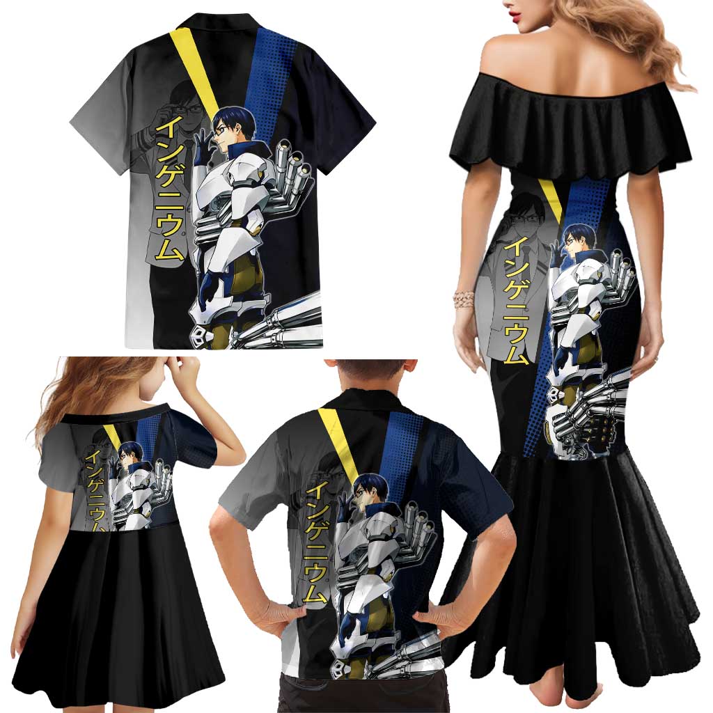 Tenya Iida Engine Hero Family Matching Mermaid Dress and Hawaiian Shirt Japanese Comic Book Style
