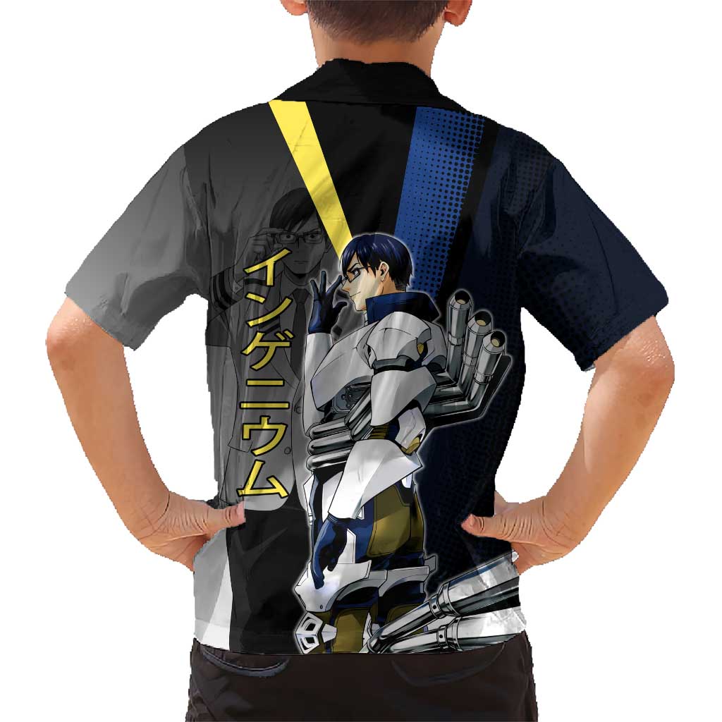 Tenya Iida Engine Hero Family Matching Off The Shoulder Long Sleeve Dress and Hawaiian Shirt Japanese Comic Book Style