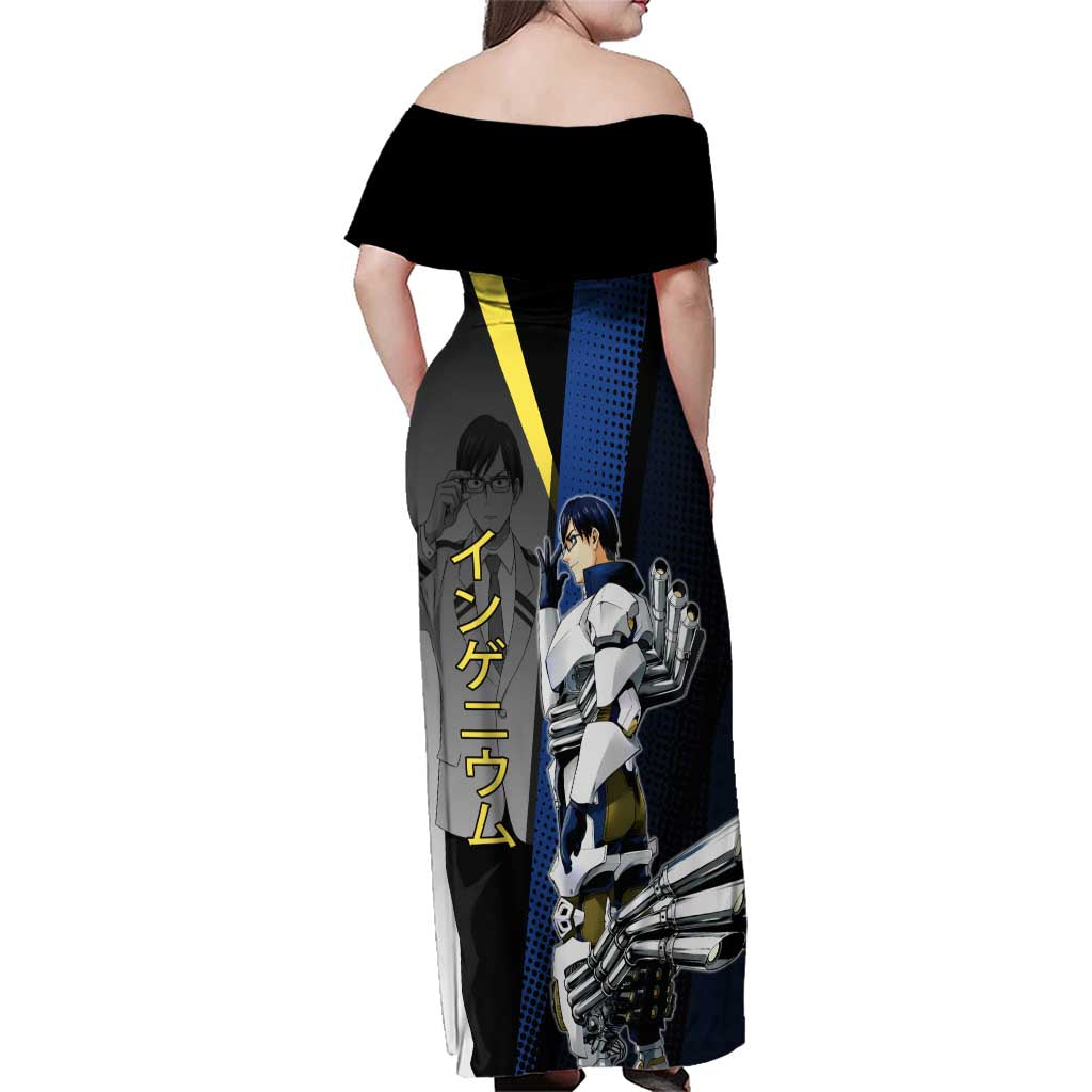 Tenya Iida Engine Hero Family Matching Off Shoulder Maxi Dress and Hawaiian Shirt Japanese Comic Book Style