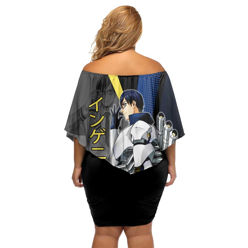 Tenya Iida Engine Hero Family Matching Off Shoulder Short Dress and Hawaiian Shirt Japanese Comic Book Style