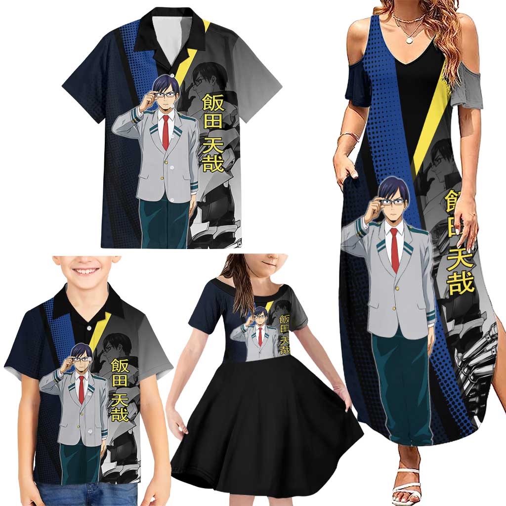 Tenya Iida Engine Hero Family Matching Summer Maxi Dress and Hawaiian Shirt Japanese Comic Book Style