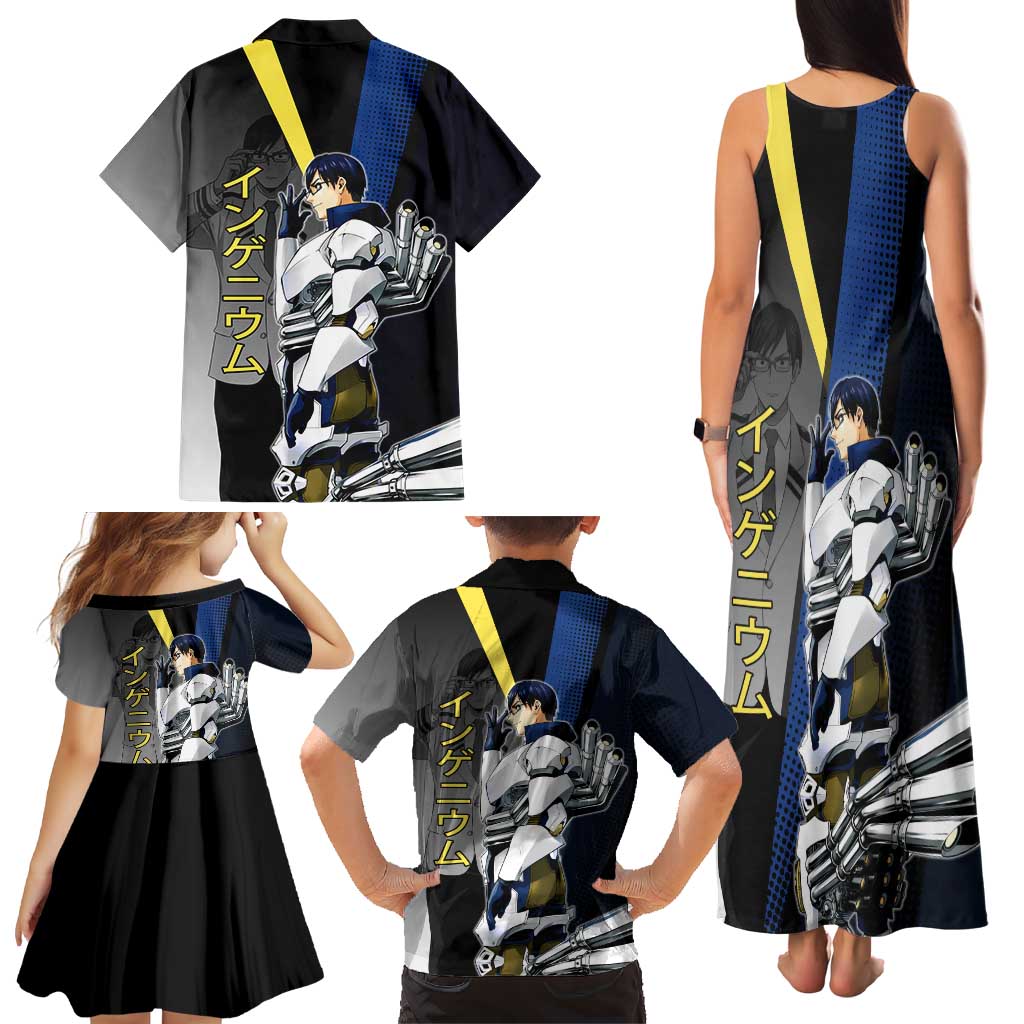 Tenya Iida Engine Hero Family Matching Tank Maxi Dress and Hawaiian Shirt Japanese Comic Book Style
