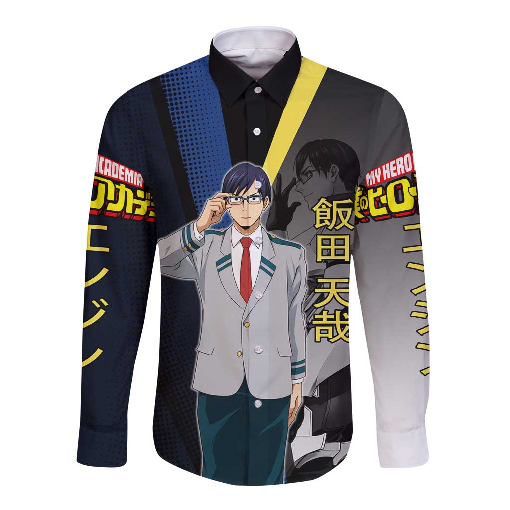 Tenya Iida Engine Hero Long Sleeve Button Shirt Japanese Comic Book Style