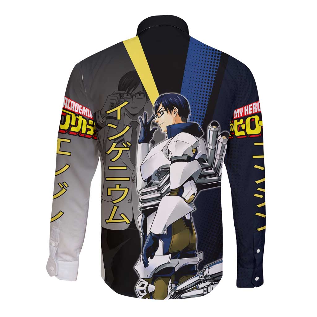 Tenya Iida Engine Hero Long Sleeve Button Shirt Japanese Comic Book Style