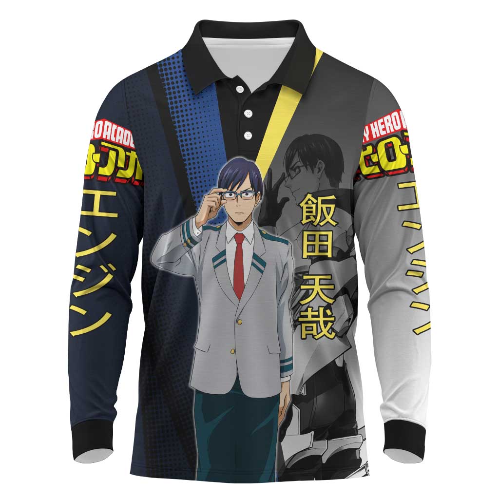 Tenya Iida Engine Hero Long Sleeve Polo Shirt Japanese Comic Book Style