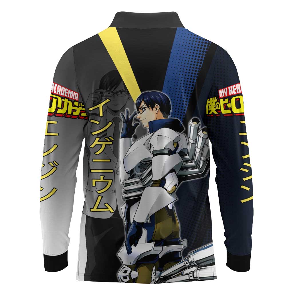Tenya Iida Engine Hero Long Sleeve Polo Shirt Japanese Comic Book Style