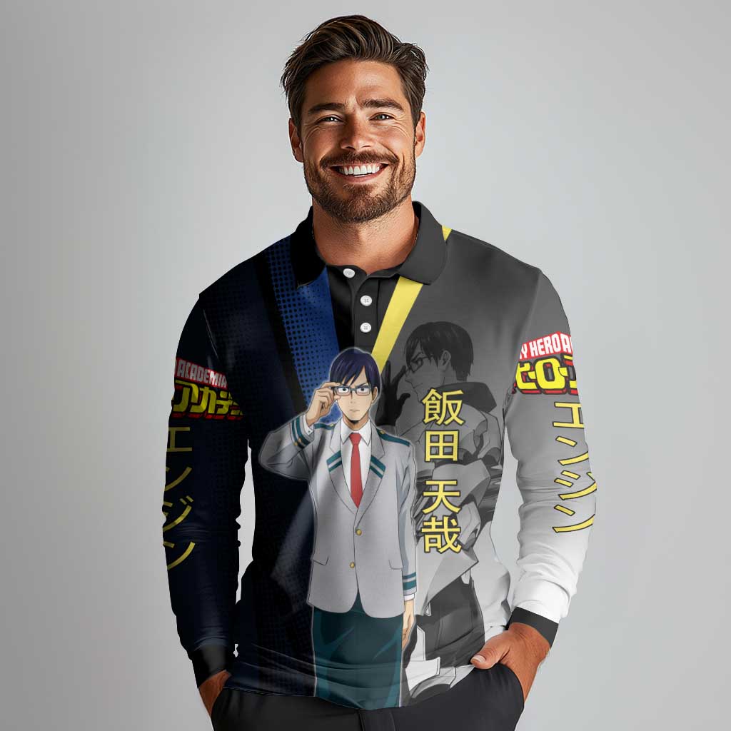 Tenya Iida Engine Hero Long Sleeve Polo Shirt Japanese Comic Book Style