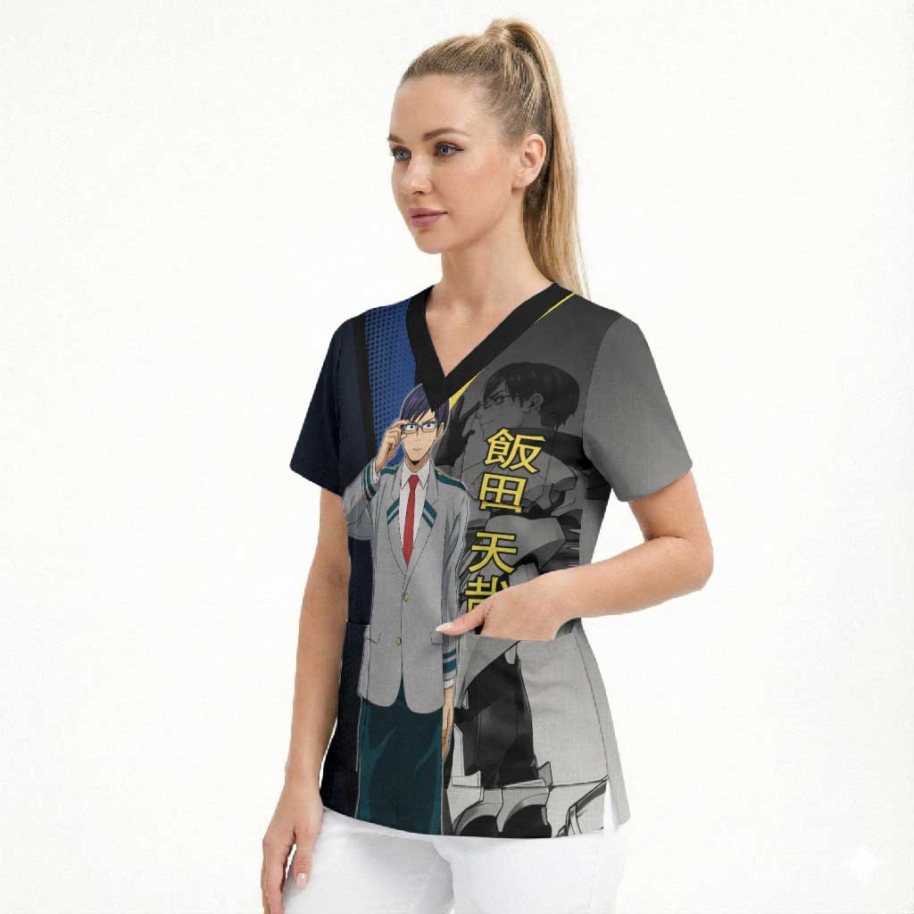 Tenya Iida Engine Hero Scrub Top Japanese Comic Book Style