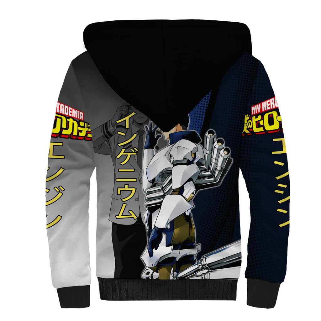 Tenya Iida Engine Hero Sherpa Hoodie Japanese Comic Book Style