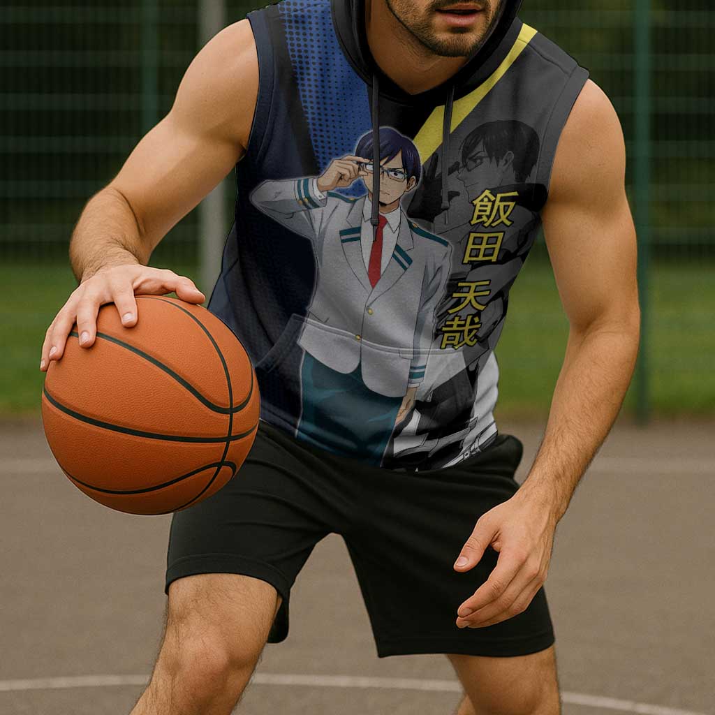 Tenya Iida Engine Hero Sleeveless Hoodie Japanese Comic Book Style