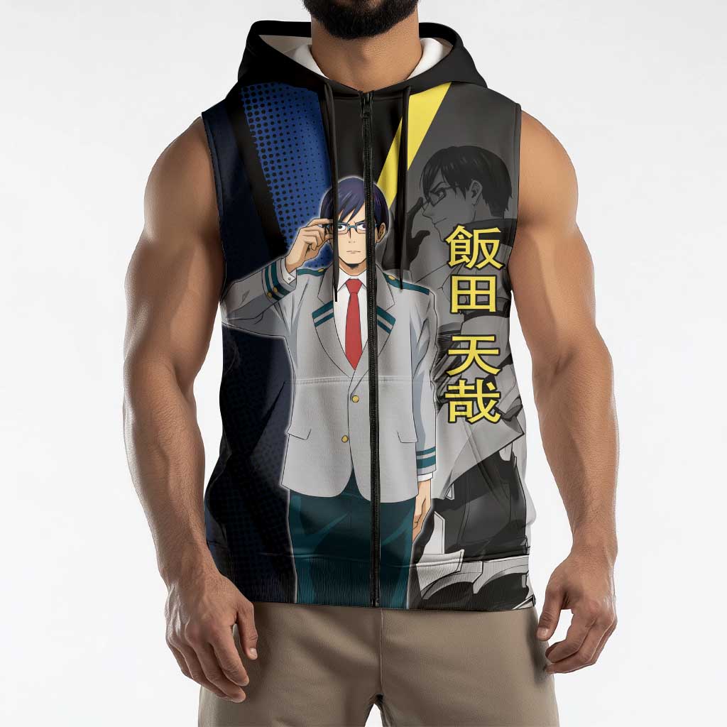 Tenya Iida Engine Hero Sleeveless Zip Hoodie Japanese Comic Book Style