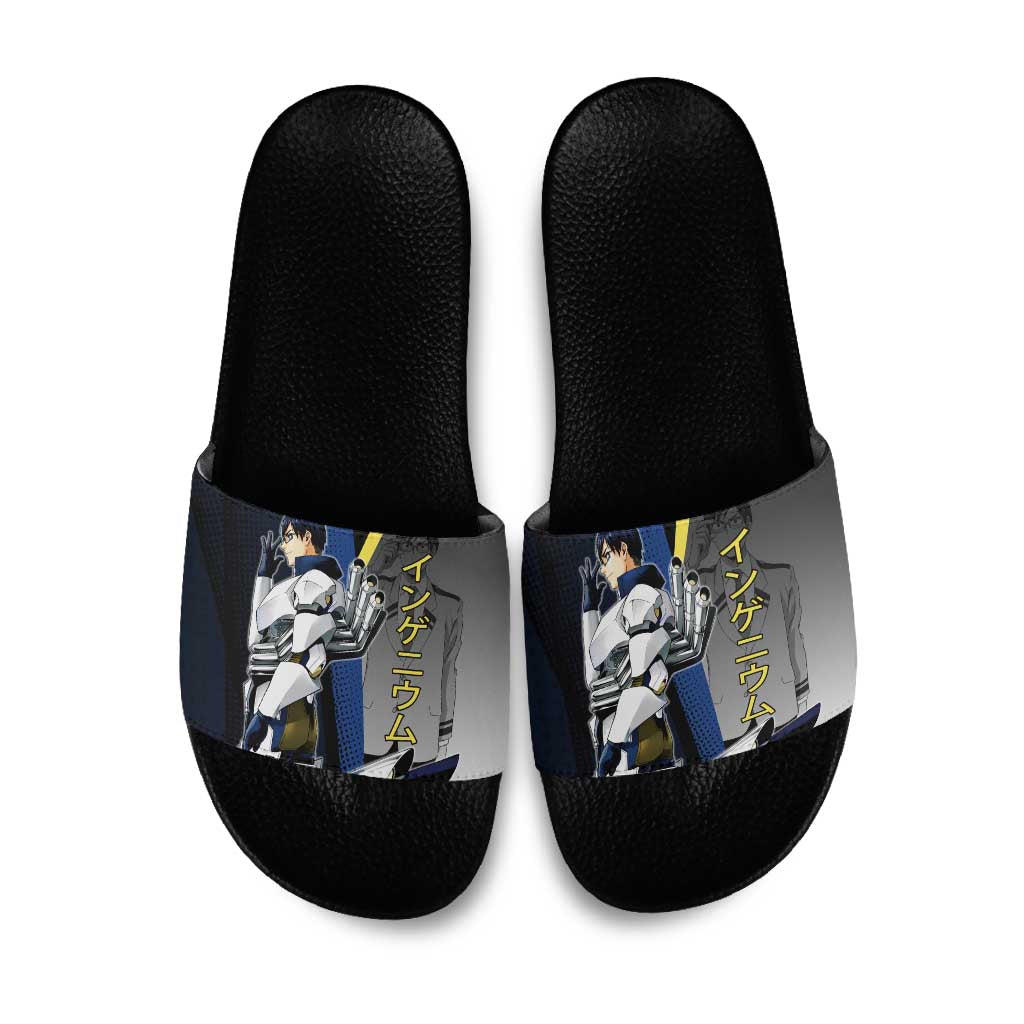Tenya Iida Engine Hero Slide Sandals Japanese Comic Book Style