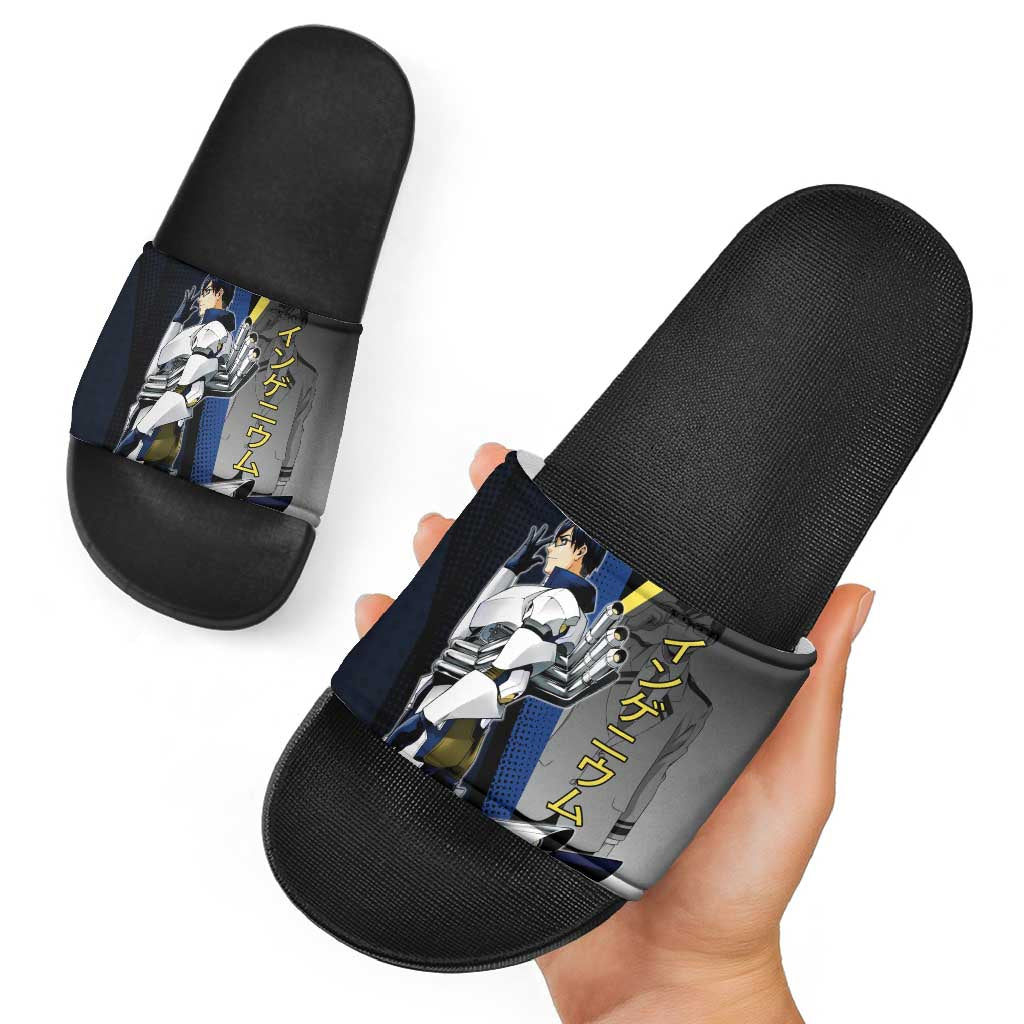 Tenya Iida Engine Hero Slide Sandals Japanese Comic Book Style