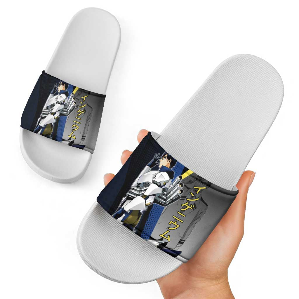 Tenya Iida Engine Hero Slide Sandals Japanese Comic Book Style