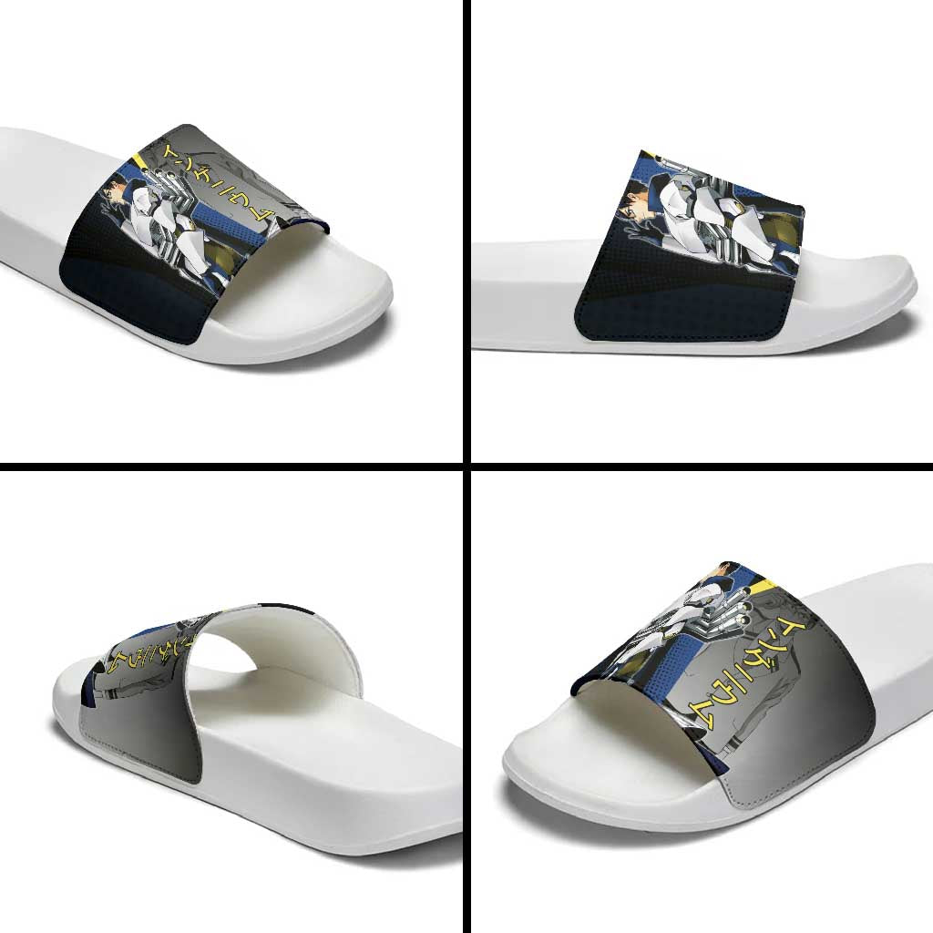 Tenya Iida Engine Hero Slide Sandals Japanese Comic Book Style