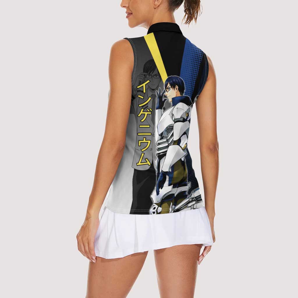 Tenya Iida Engine Hero Women Sleeveless Polo Shirt Japanese Comic Book Style