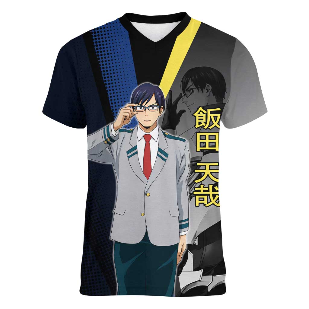Tenya Iida Engine Hero Women V-Neck T-Shirt Japanese Comic Book Style