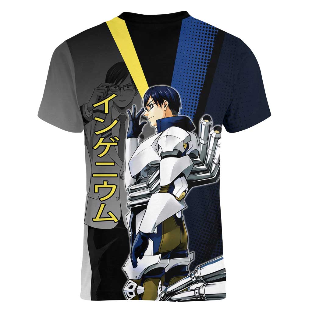Tenya Iida Engine Hero Women V-Neck T-Shirt Japanese Comic Book Style