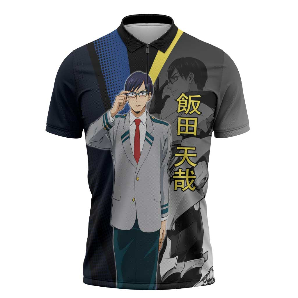 Tenya Iida Engine Hero Zipper Polo Shirt Japanese Comic Book Style