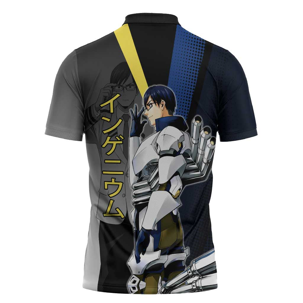 Tenya Iida Engine Hero Zipper Polo Shirt Japanese Comic Book Style