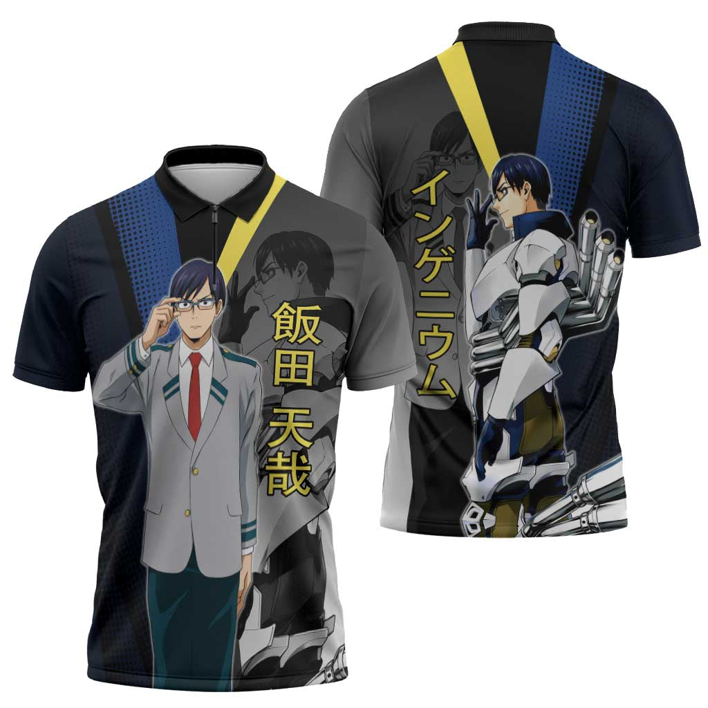 Tenya Iida Engine Hero Zipper Polo Shirt Japanese Comic Book Style