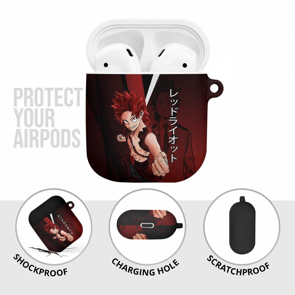 Eijiro Kirishima Red Riot AirPods Case Japanese Comic Book Style