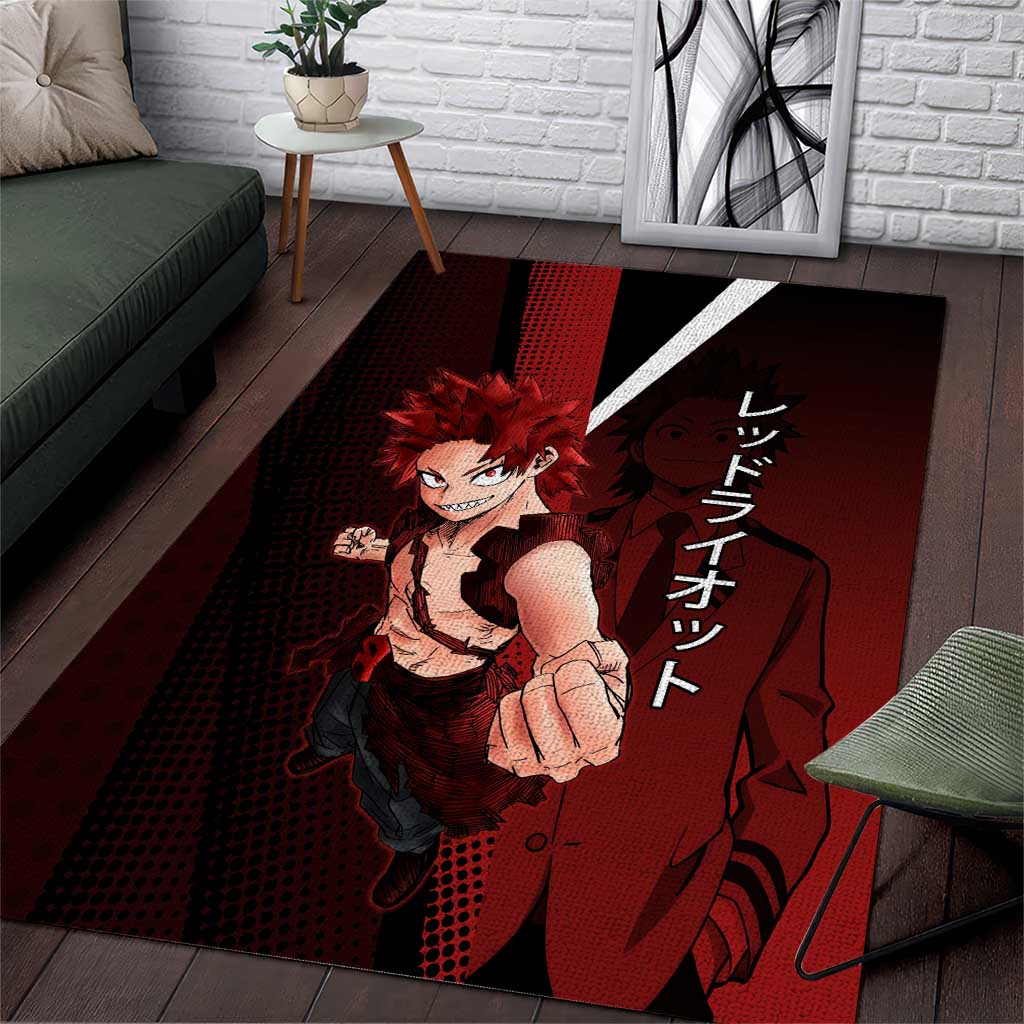 Eijiro Kirishima Red Riot Area Rug Japanese Comic Book Style