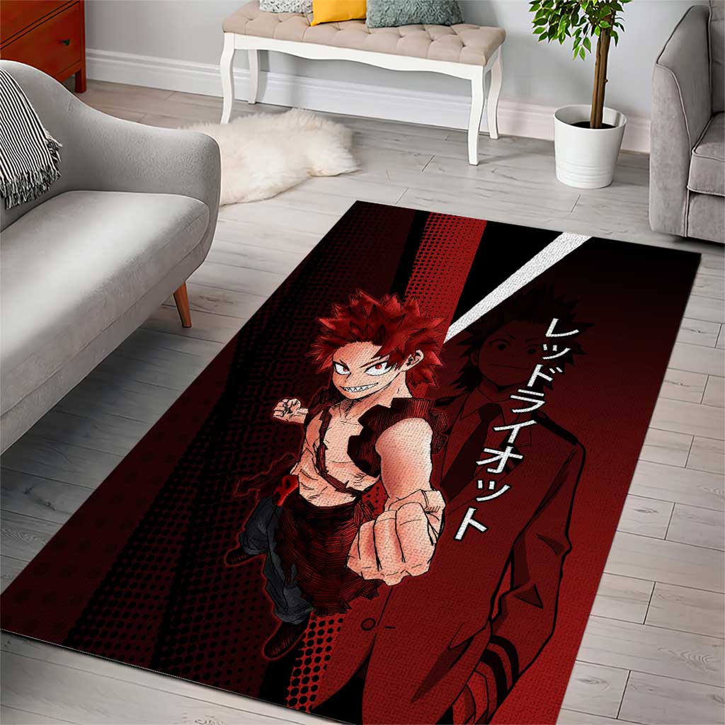 Eijiro Kirishima Red Riot Area Rug Japanese Comic Book Style