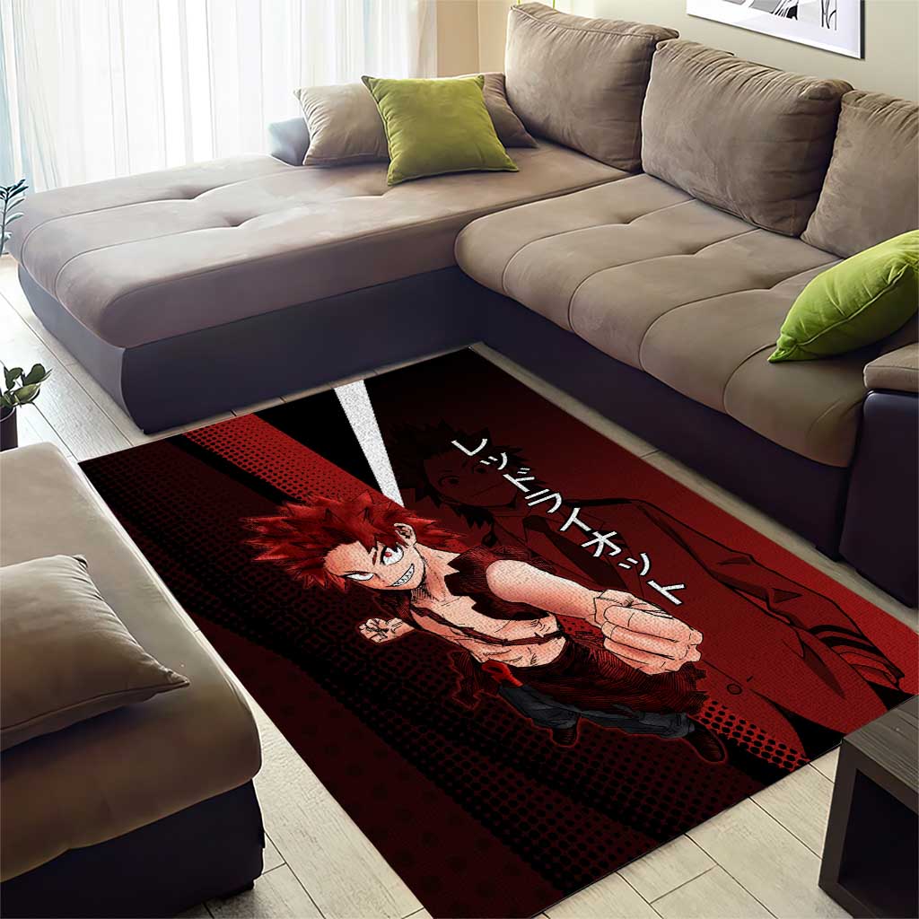 Eijiro Kirishima Red Riot Area Rug Japanese Comic Book Style