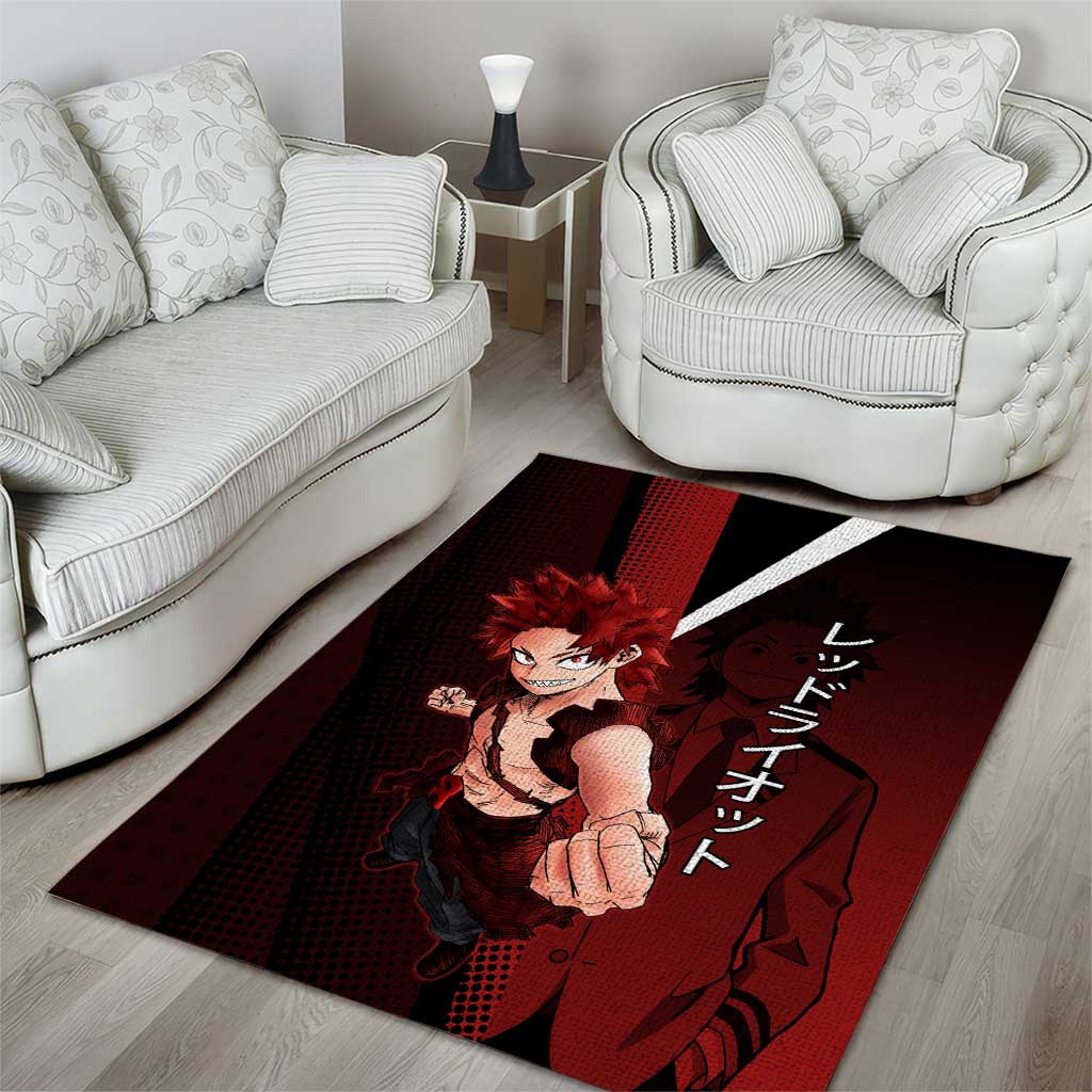 Eijiro Kirishima Red Riot Area Rug Japanese Comic Book Style