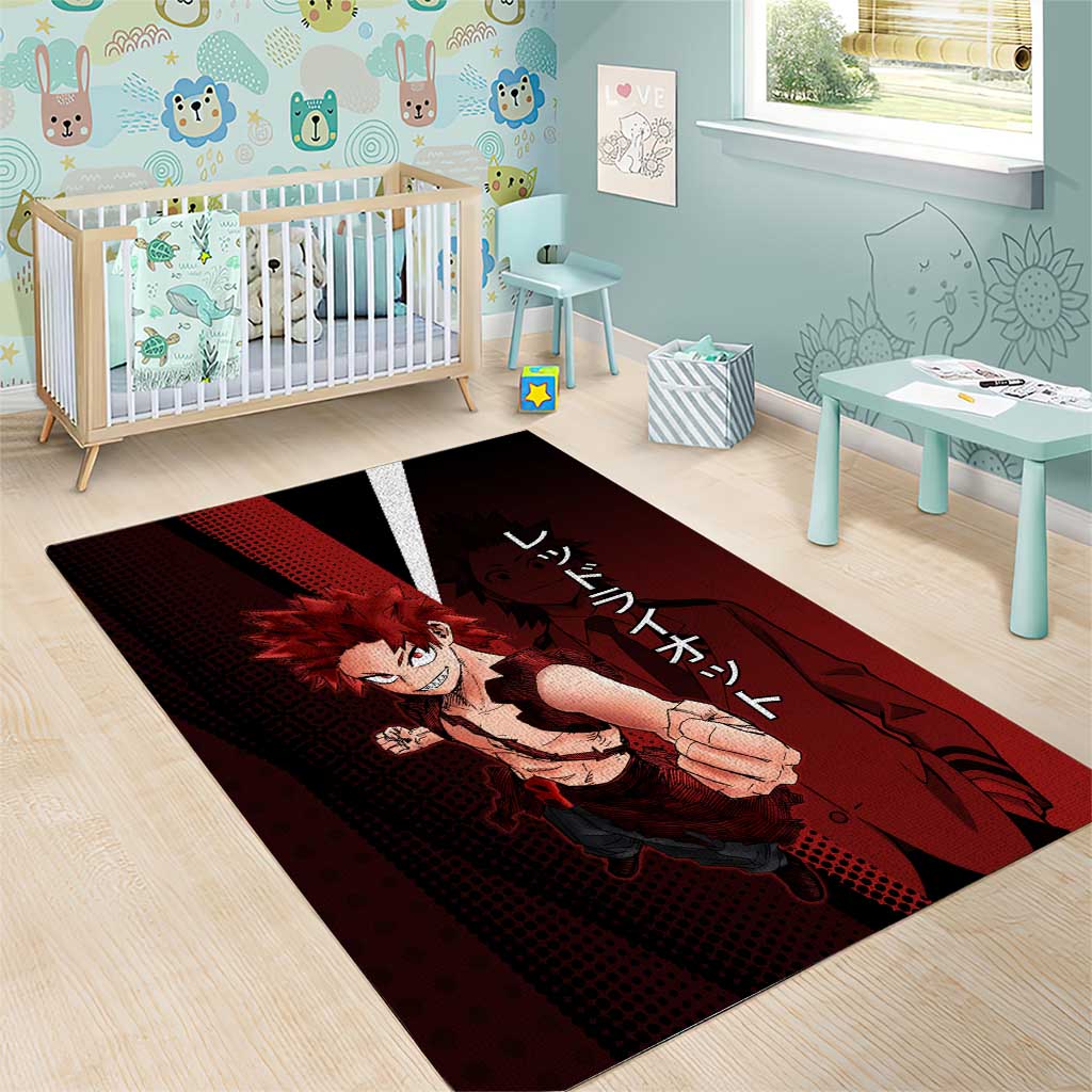 Eijiro Kirishima Red Riot Area Rug Japanese Comic Book Style
