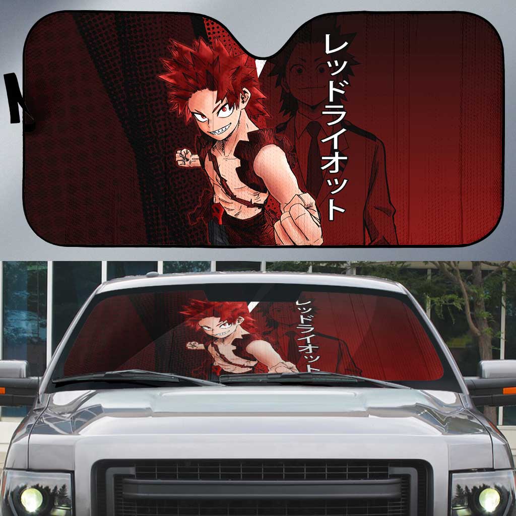 Eijiro Kirishima Red Riot Auto Sun Shade Japanese Comic Book Style