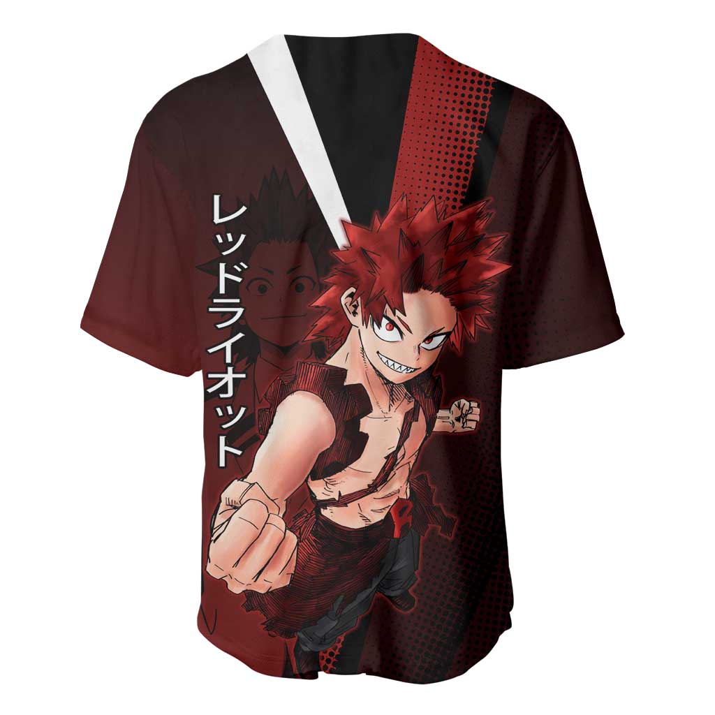 Eijiro Kirishima Red Riot Baseball Jersey Japanese Comic Book Style