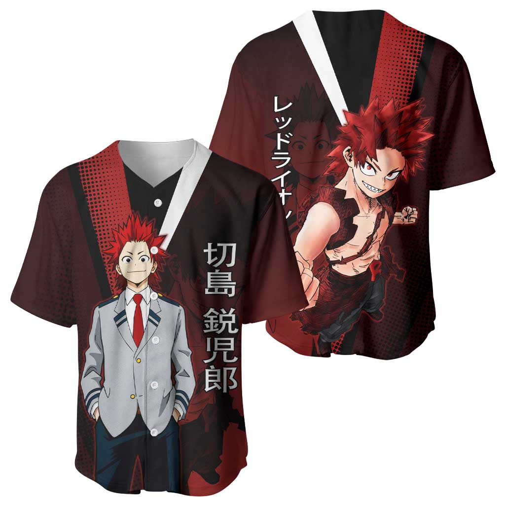 Eijiro Kirishima Red Riot Baseball Jersey Japanese Comic Book Style