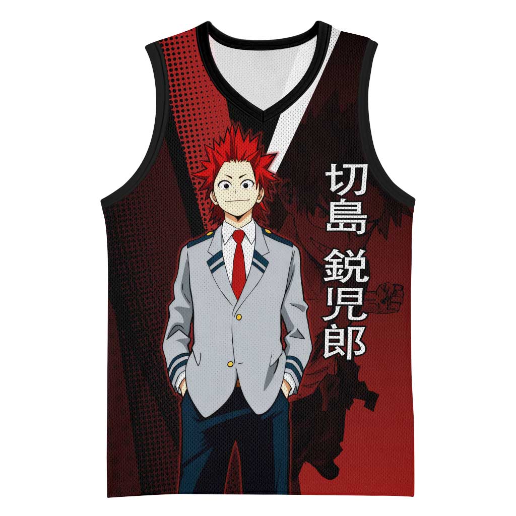 Eijiro Kirishima Red Riot Basketball Jersey Japanese Comic Book Style