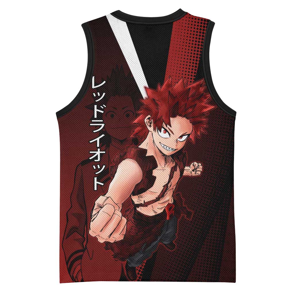 Eijiro Kirishima Red Riot Basketball Jersey Japanese Comic Book Style