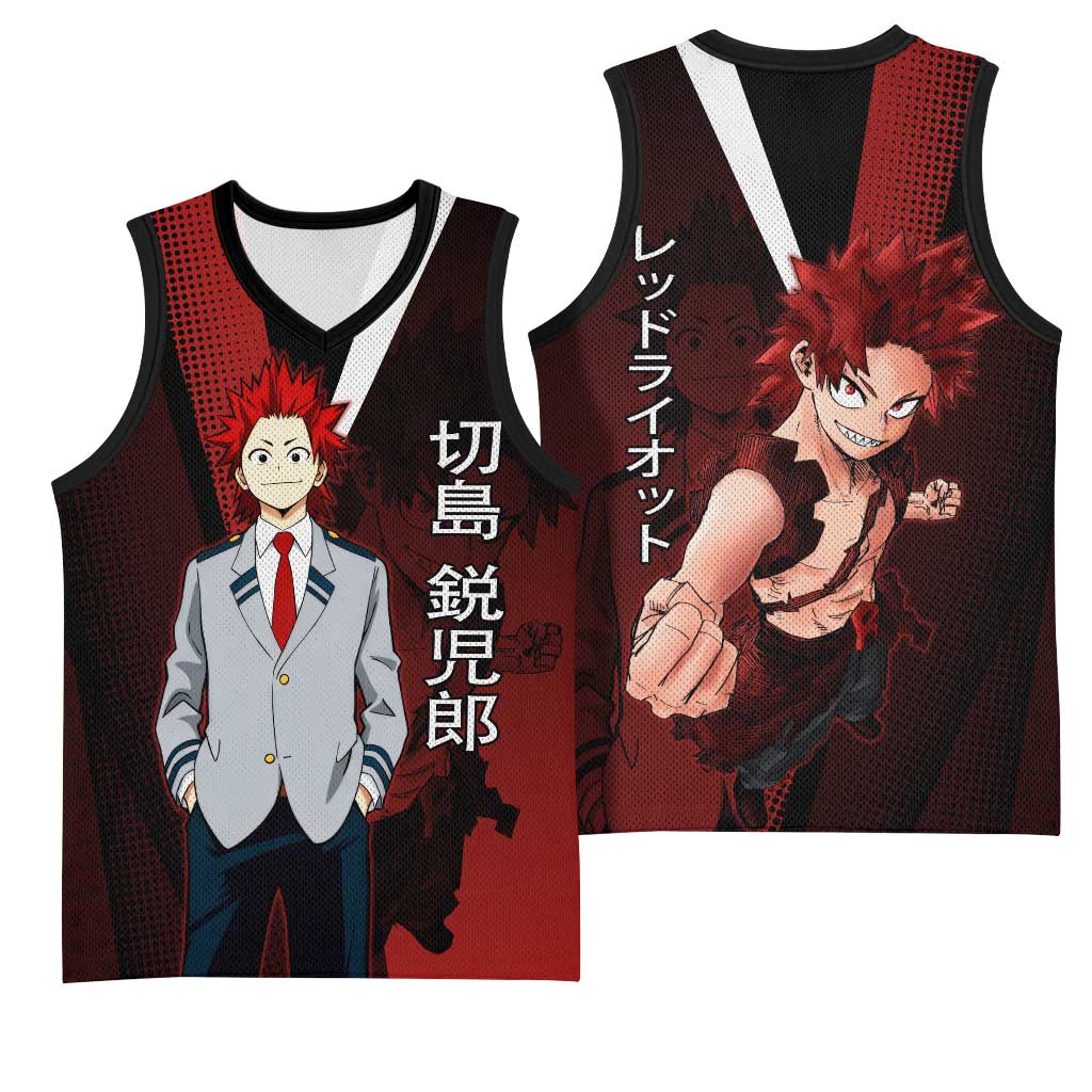 Eijiro Kirishima Red Riot Basketball Jersey Japanese Comic Book Style