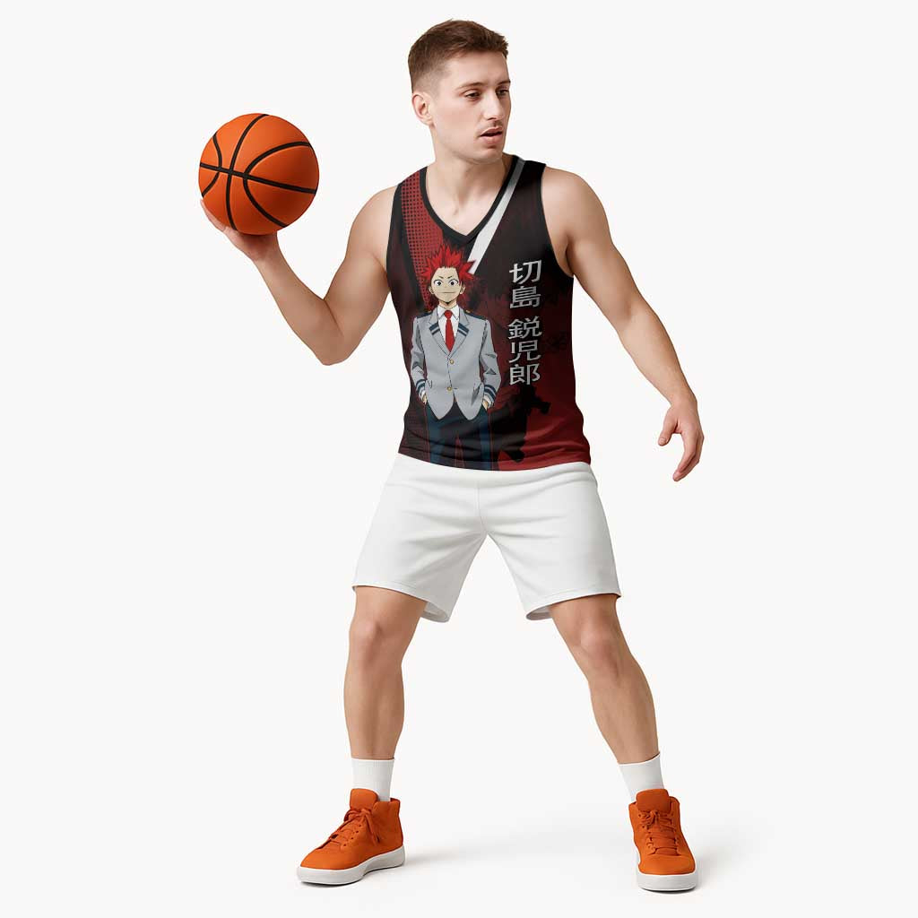 Eijiro Kirishima Red Riot Basketball Jersey Japanese Comic Book Style
