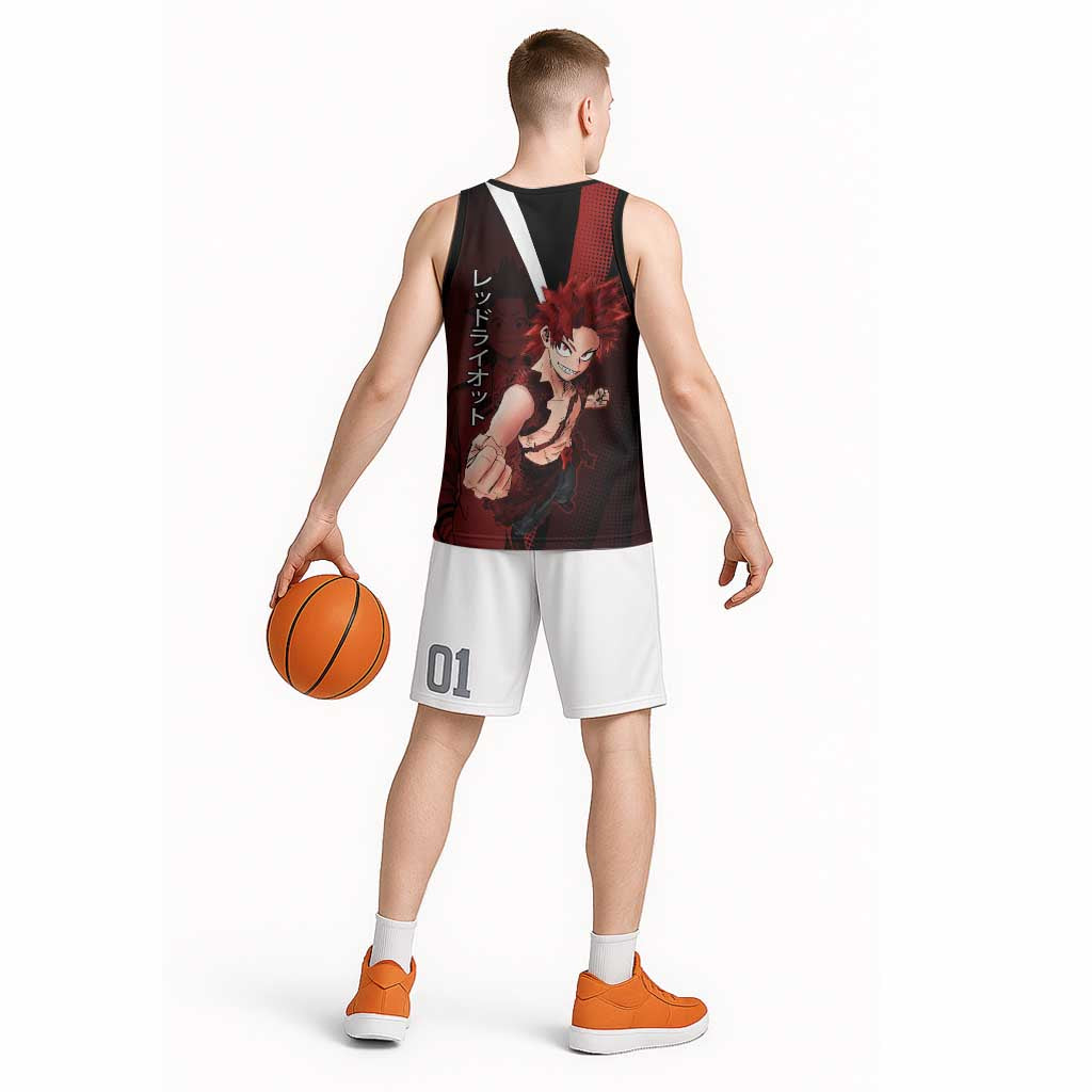Eijiro Kirishima Red Riot Basketball Jersey Japanese Comic Book Style