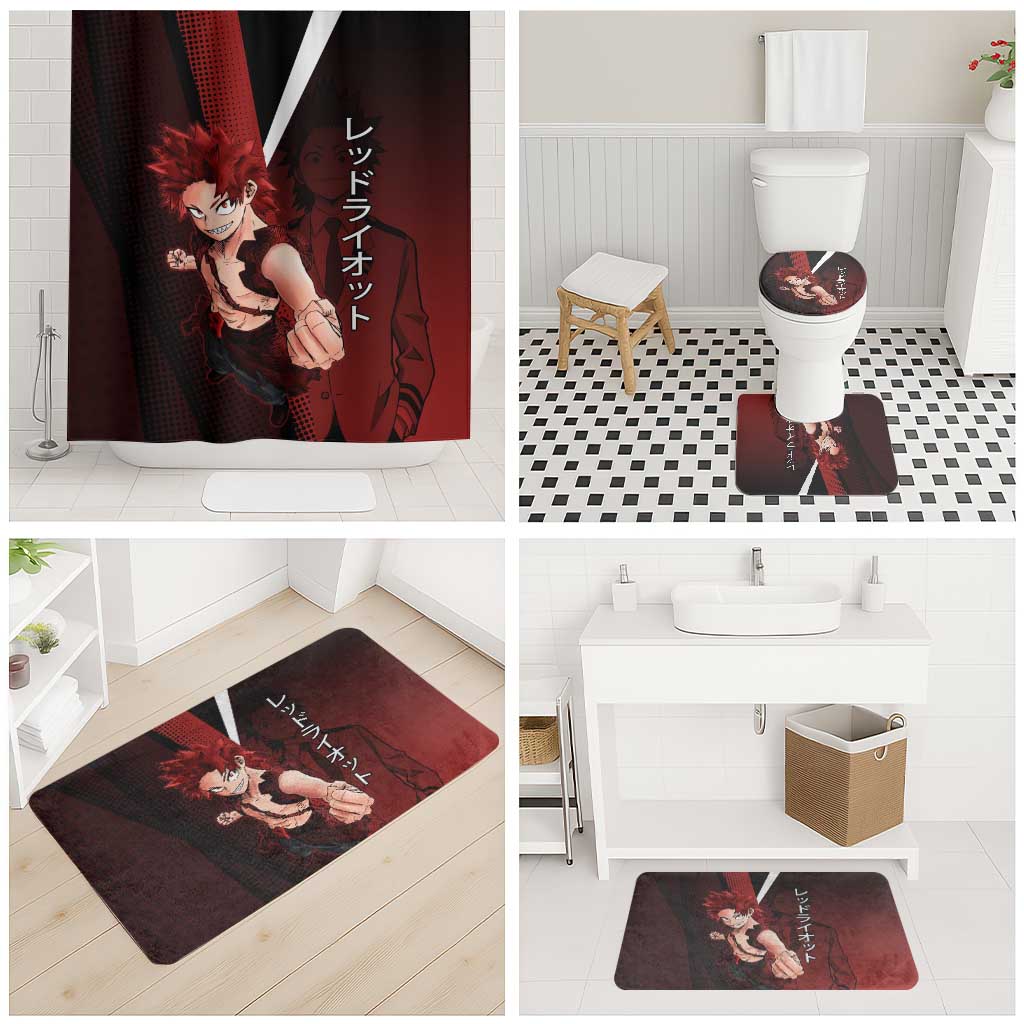 Eijiro Kirishima Red Riot Bathroom Set Japanese Comic Book Style
